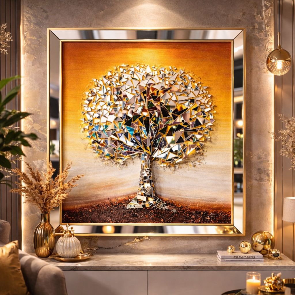 Mozaik Ayna Tablo Ağaç Modeli cam tablo Mozaik Ayna Tablo Ağaç Modeli - Görsel 5